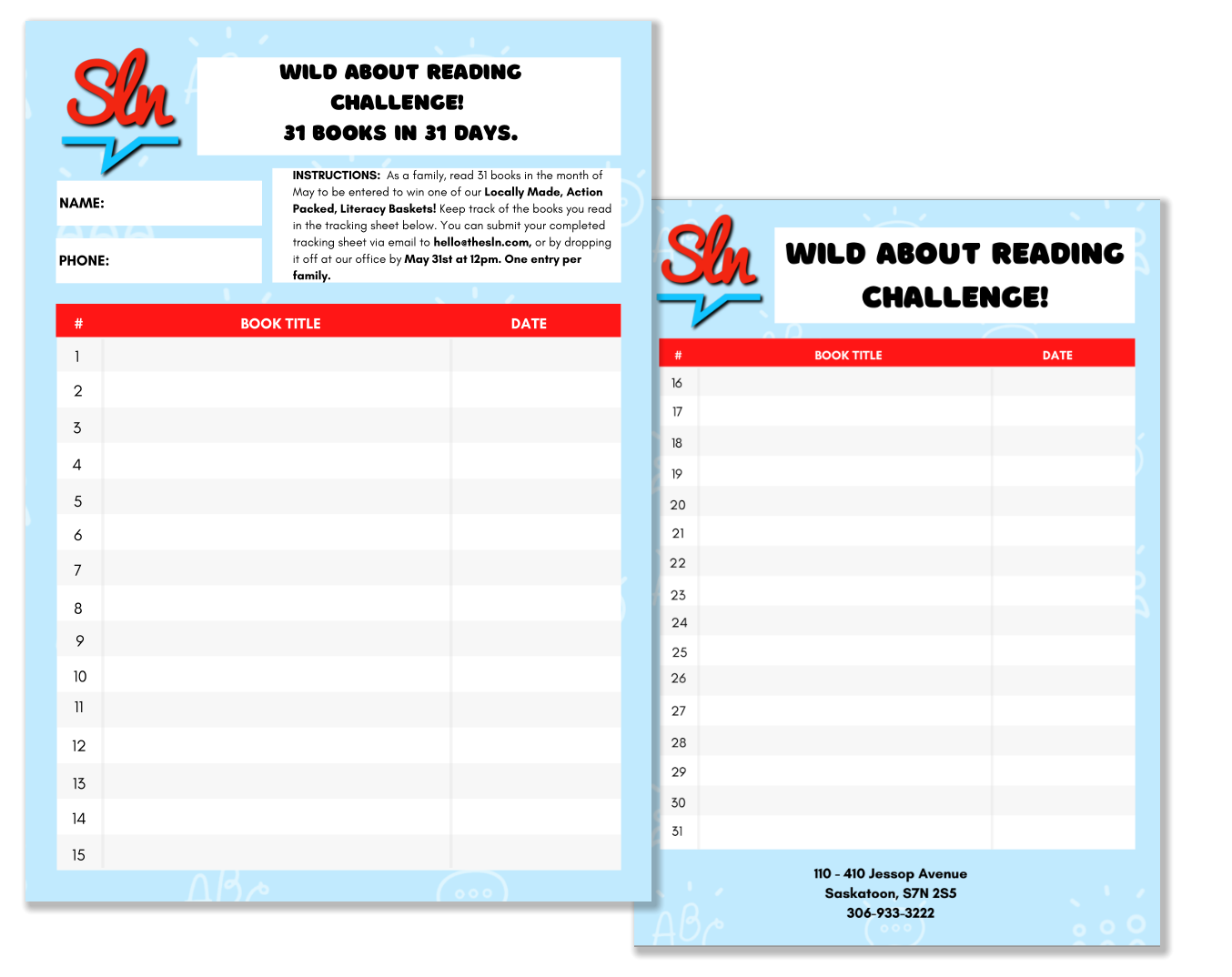 SLN Reading Challenge Ledger
